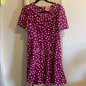 Kate Spade Mallow Dot crepe dress in beet juice